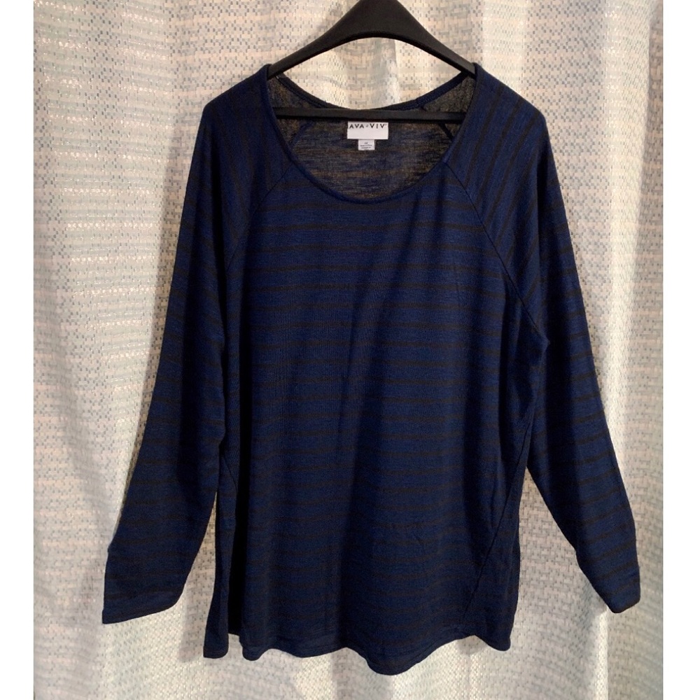 Ava and Viv Black / Blue Striped Long Sleeve Shirt